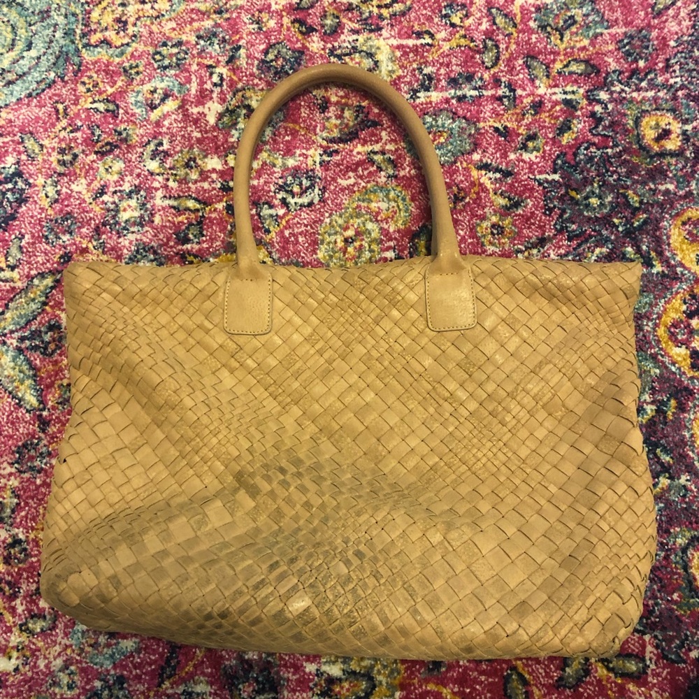 Falor Italian Leather Woven Tote - final price
